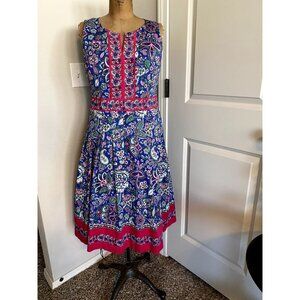 Vintage Talbots Cobalt Blue Pink Green French Country Flower Floral Paisley Prin